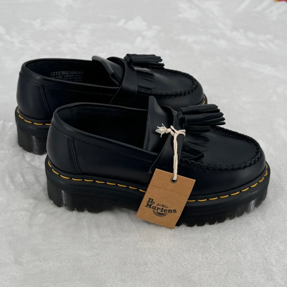 Dr Martens Adrian Quad Kiltie Platform Loafers Black Leather Womens 6 Retro Vibe - Picture 5 of 8